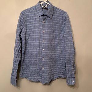 Theory Mens Kale SC Blue Checkered Button Up Shirt